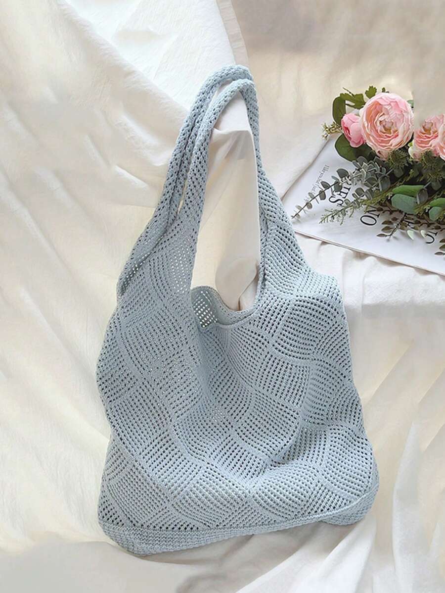 バッグ レディース トートバッグ 女性用 大容量 可愛い ホールウーブン クロシェバッグ 夏用かばん 編みかばん 女性用かばん か拍卖