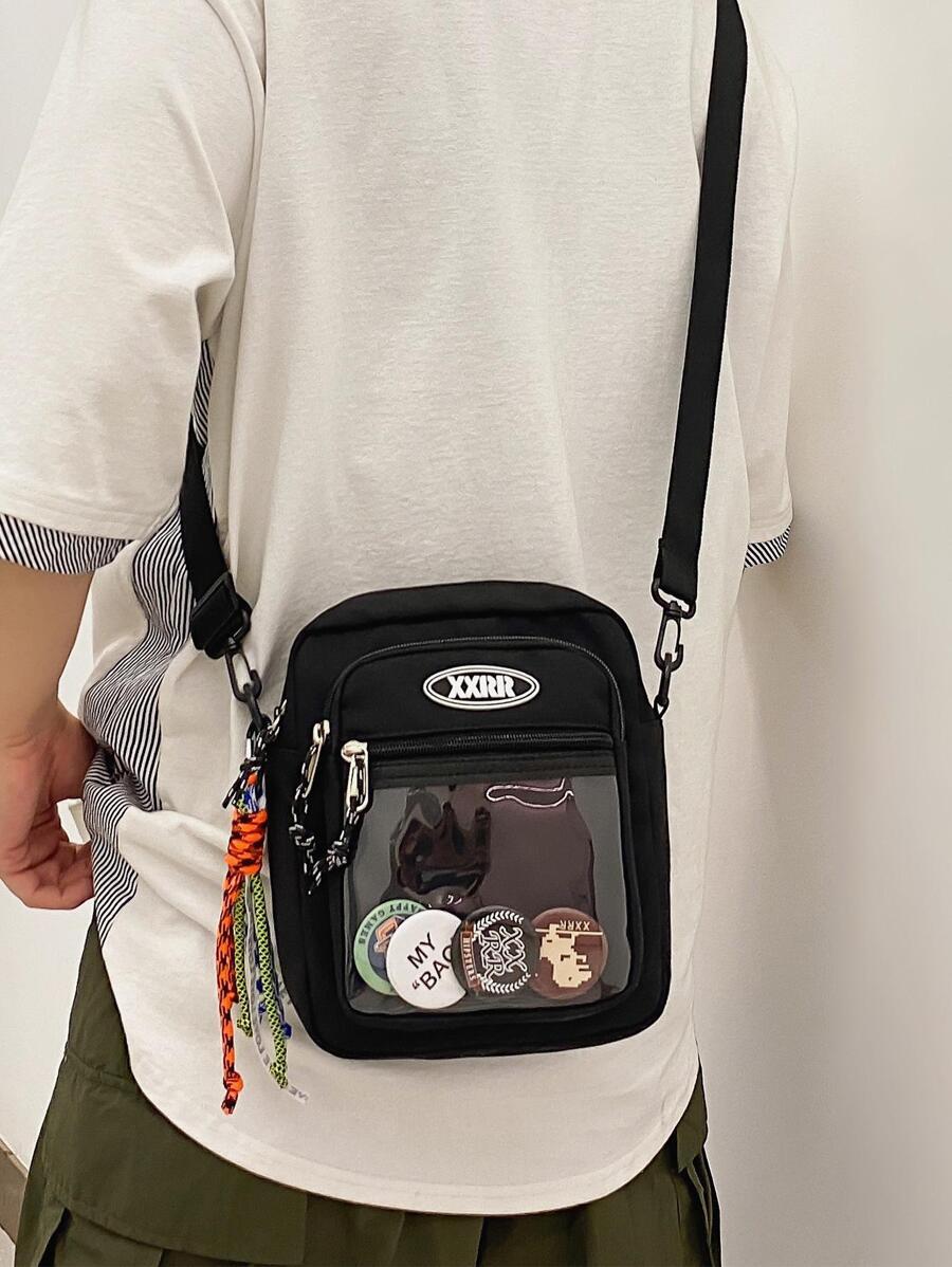 バッグ メンズ ショルダーパック 新しい透明パッチバッグ、ショルダークロスボディバッグ、スリングバッグ、スポーツバッグ、高校、大学拍卖