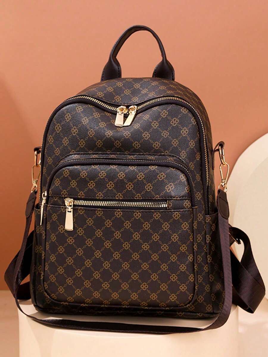 バッグ レディース バックパック レディース レトロバックパック、新作ファッション 多機能 PUチェック柄 学生用バックパック/シ拍卖