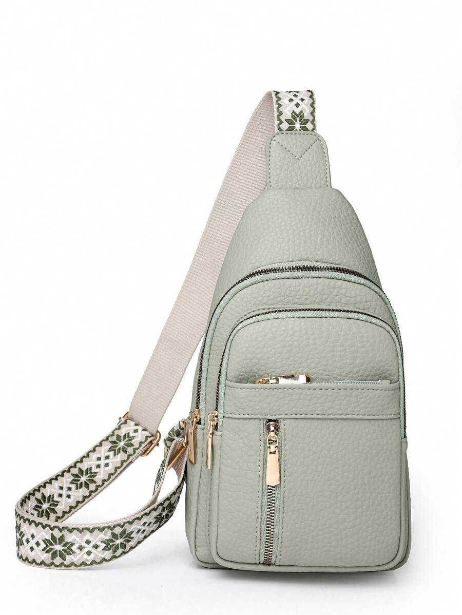 バッグ レディース ウエストバッグ 1個 ビンテージPUレザーメッセンジャーバッグ、多数のポケットとジッパー付きショルダーバッグ、拍卖