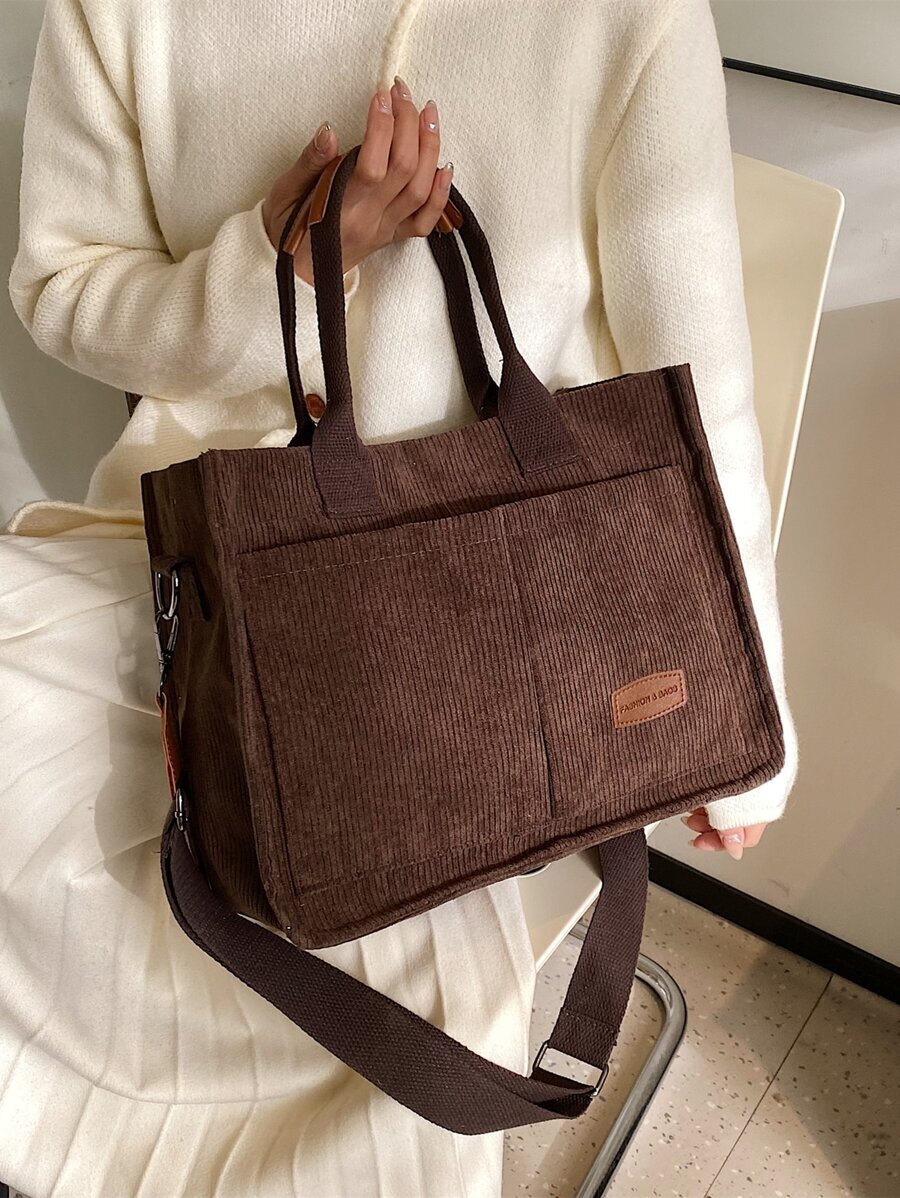 バッグ レディース トートバッグ 文字ワッペンデコレーション ショルダートートバッグ、スタイリッシュなリネン素材、バッグ 、食料品拍卖