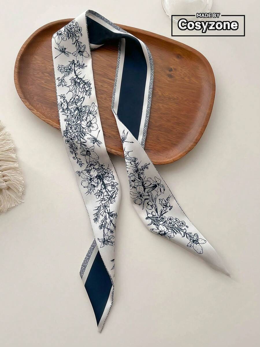 アクセサリー レディース スカーフ 1枚 レディース用春夏 花柄プリントシルク調スカーフ フリンジ付き ネックアクセサリー、ヘアア拍卖