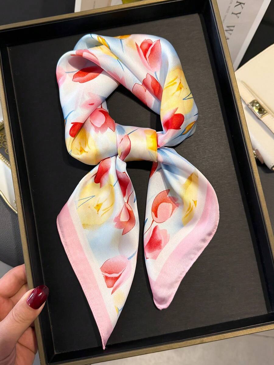 アクセサリー レディース スカーフ 1枚 レトロでファッショナブルなヒョウ柄 サテン スクエアスカーフ ヘッドバンド バンダナ、多拍卖