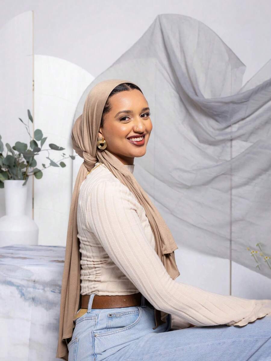 アクセサリー レディース スカーフ 1枚 女性用ジャージーヒジャブ モーダルヒジャブ スウェット生地 無地 シルキーソフト 快適拍卖