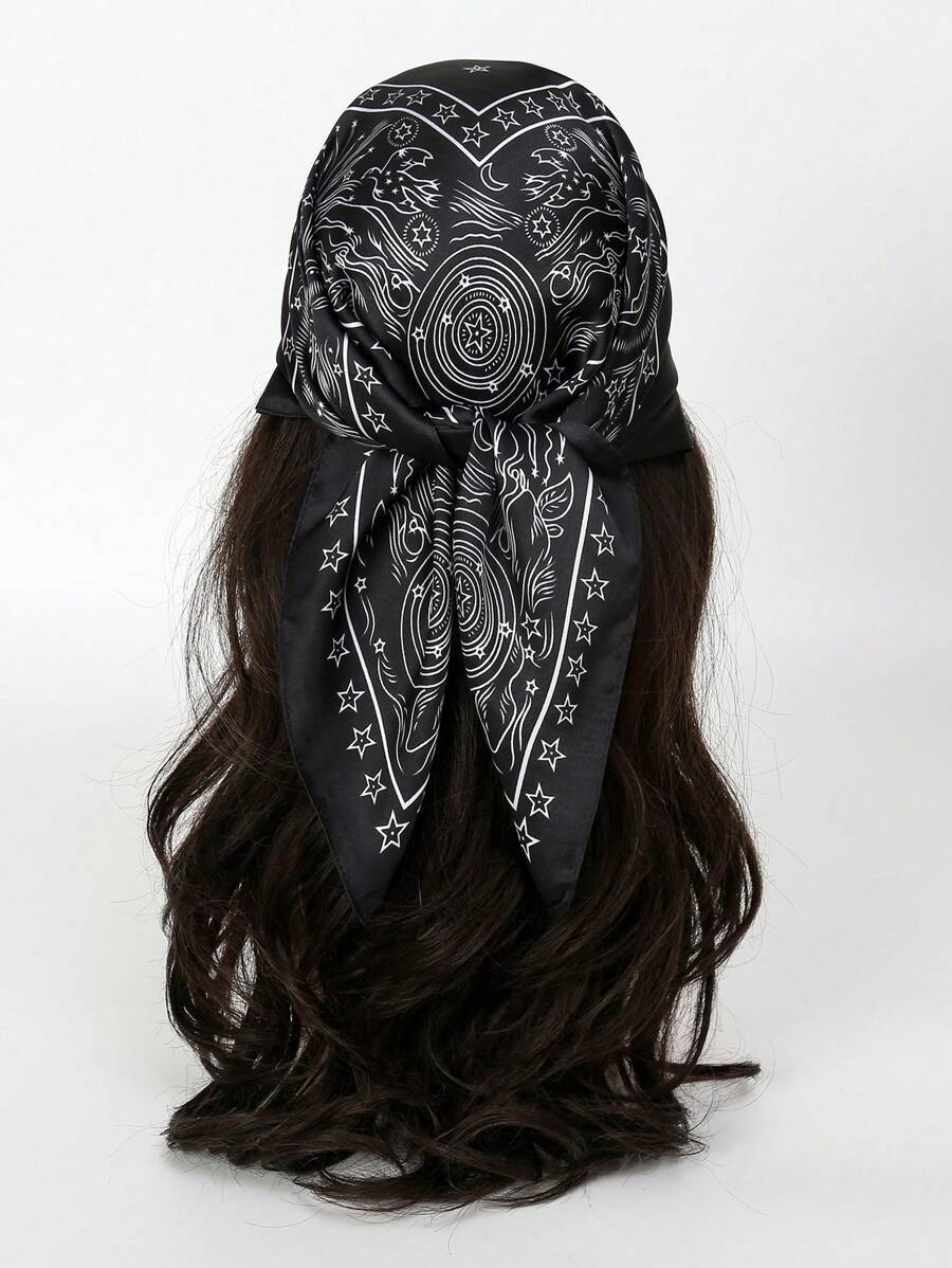 アクセサリー レディース スカーフ 1枚 レディース サテン バンダナ ペイズリー フラワープリント柄、ネック ヘッドスカーフ デ拍卖