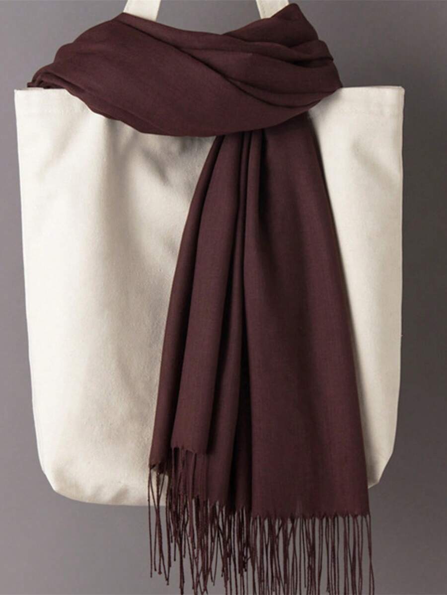 アクセサリー レディース スカーフ 1枚 190cm×70cm アウトドア クラシック無地 防風 砂よけストール タッセル付き、ユ拍卖