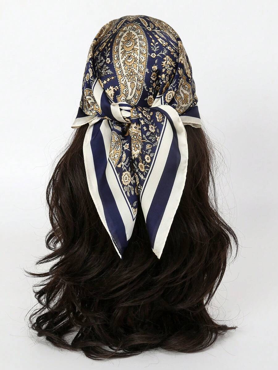 アクセサリー レディース スカーフ 1枚 女性用ペイズリー柄バンダナ、シルキー素材ヘッドスカーフ、ヘアバンド、ネックスカーフ、日常拍卖