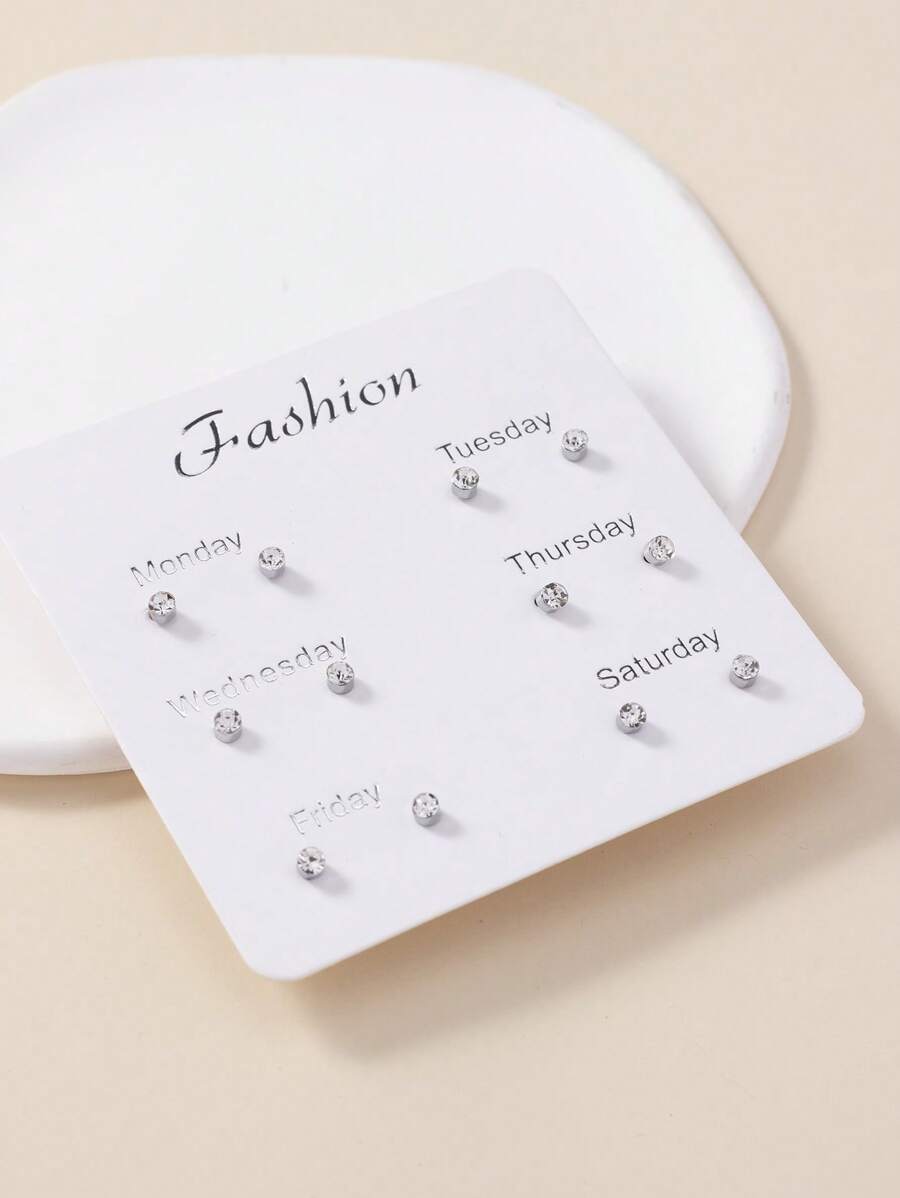 ジュエリー レディース イヤーアクセサリー セット 6 ペア/セットファッショナブルな亜鉛合金ラインストーンスタッドピアス女性のた拍卖