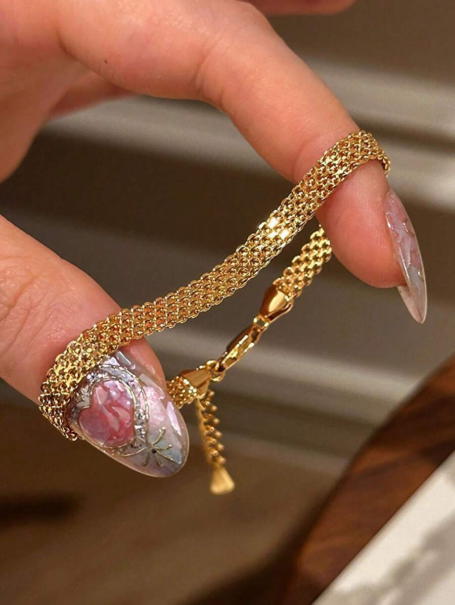 ジュエリー レディース ブレスレット チェーン 四列のゴールデンドラゴンタンクブレスレットを備えたS925スターリングシルバーの輝拍卖