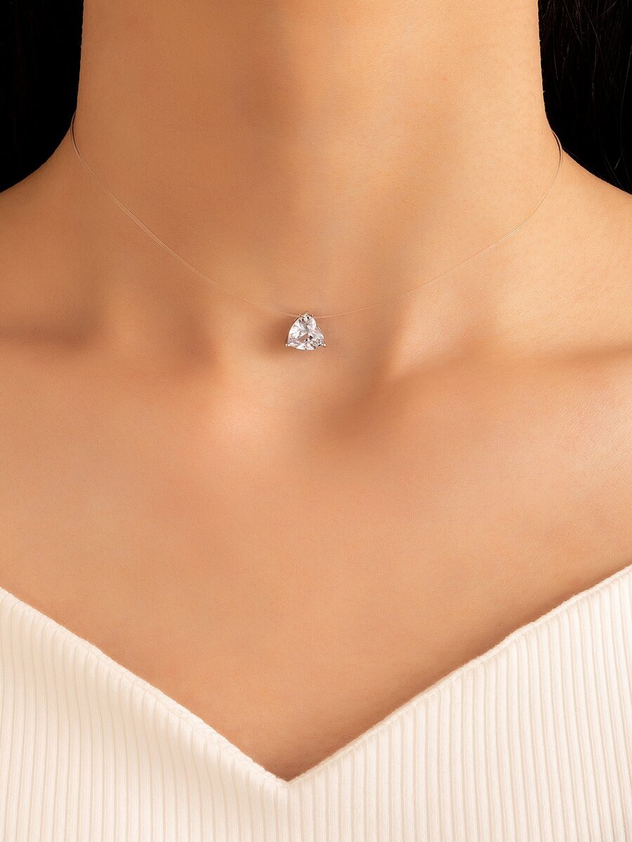 ジュエリー レディース ネックレス チョーカー ジルコニアハートチャーム ネックレス バレンタイン拍卖