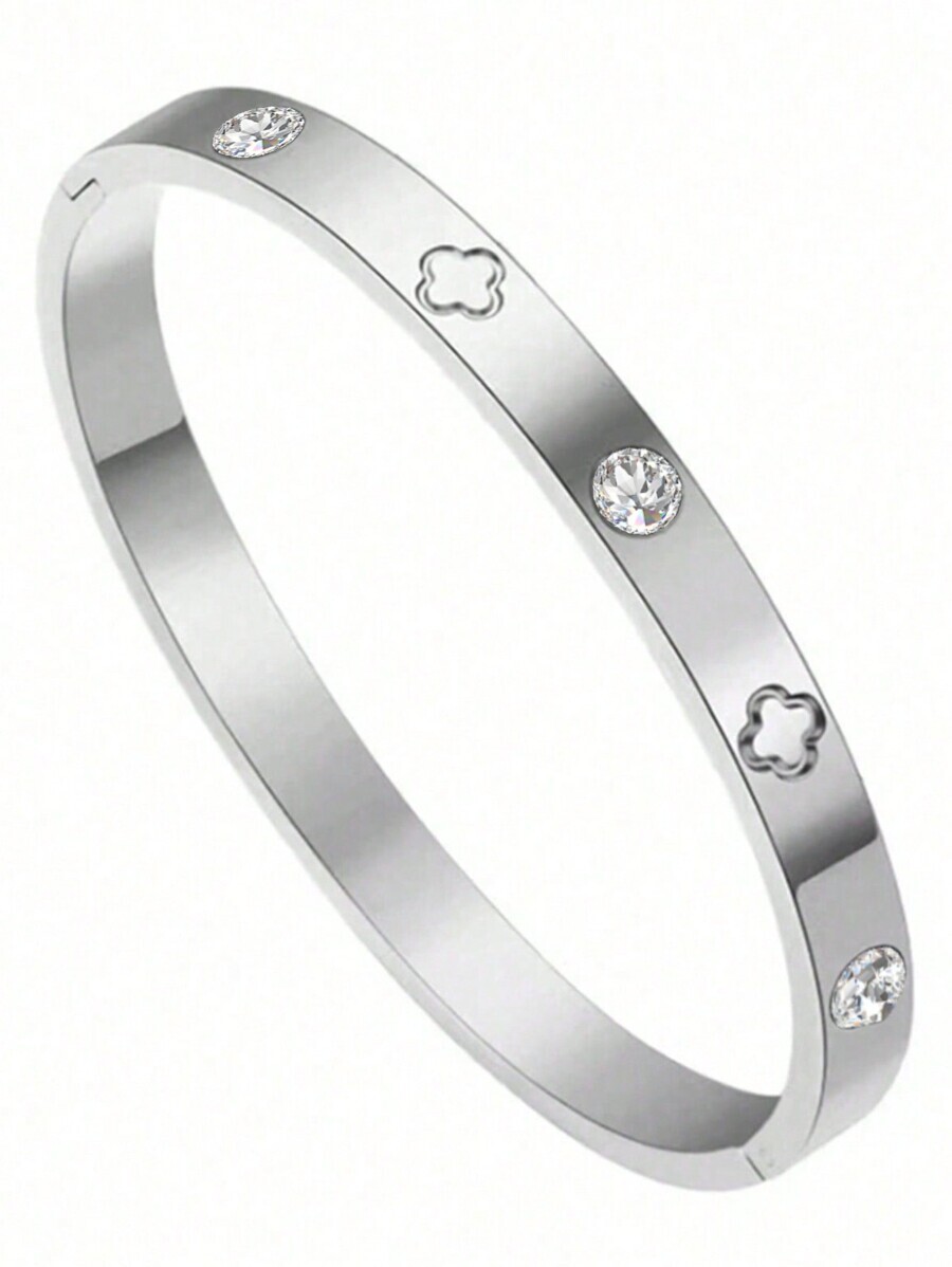 ジュエリー レディース ブレスレット バングル ステンレススチール製 ラインストーン装飾 ブレスレット 1個、日常着用に適した高級拍卖