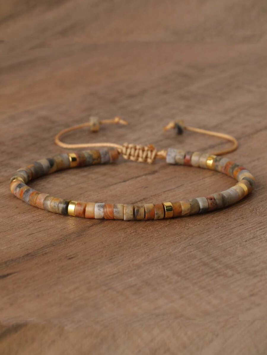 ジュエリー レディース ブレスレット ストリング 1個 ピカソジャスパービーズブレスレット、調節可能な高品質、ミニマリストブレスレ拍卖