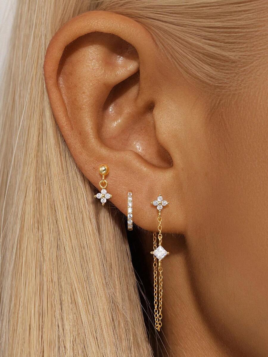 ジュエリー レディース イヤーアクセサリー セット 3個セット 四つ葉の花 タッセル 925スターリングシルバー ピアス レディー拍卖