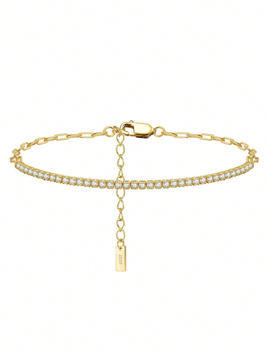 ジュエリー レディース ブレスレット チェーン テニスブレスレット 真鍮製 925 スターリングシルバー 4a キュービックジルコ拍卖