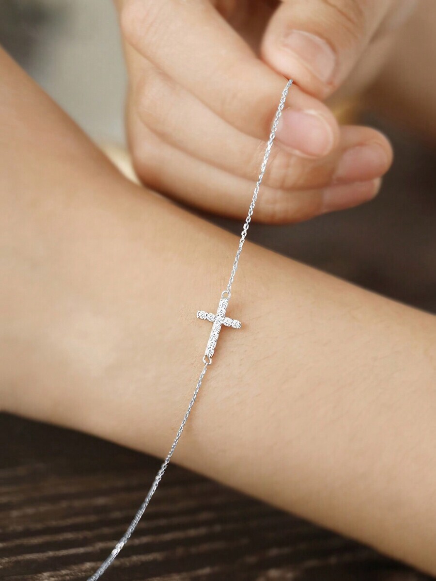 ジュエリー レディース ブレスレット チェーン ヴィンテージ風入り 925シルバー クロススタイル ブレスレット レディース オフ拍卖