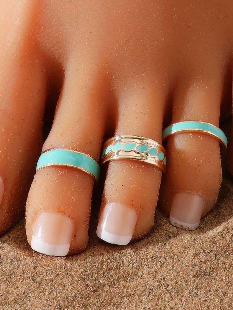 ジュエリー レディース フットアクセサリー 女性用エナメルトゥーリング3点セット、夏のバカンス ビーチジュエリー拍卖