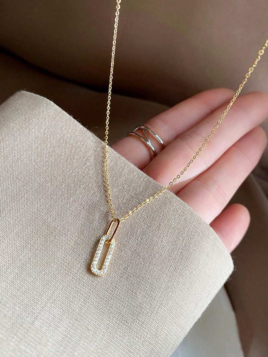 ジュエリー レディース ネックレス ペンダント 1個 ファッショナブル キュービックジルコニア 幾何学模様チャーム スターリングシ拍卖