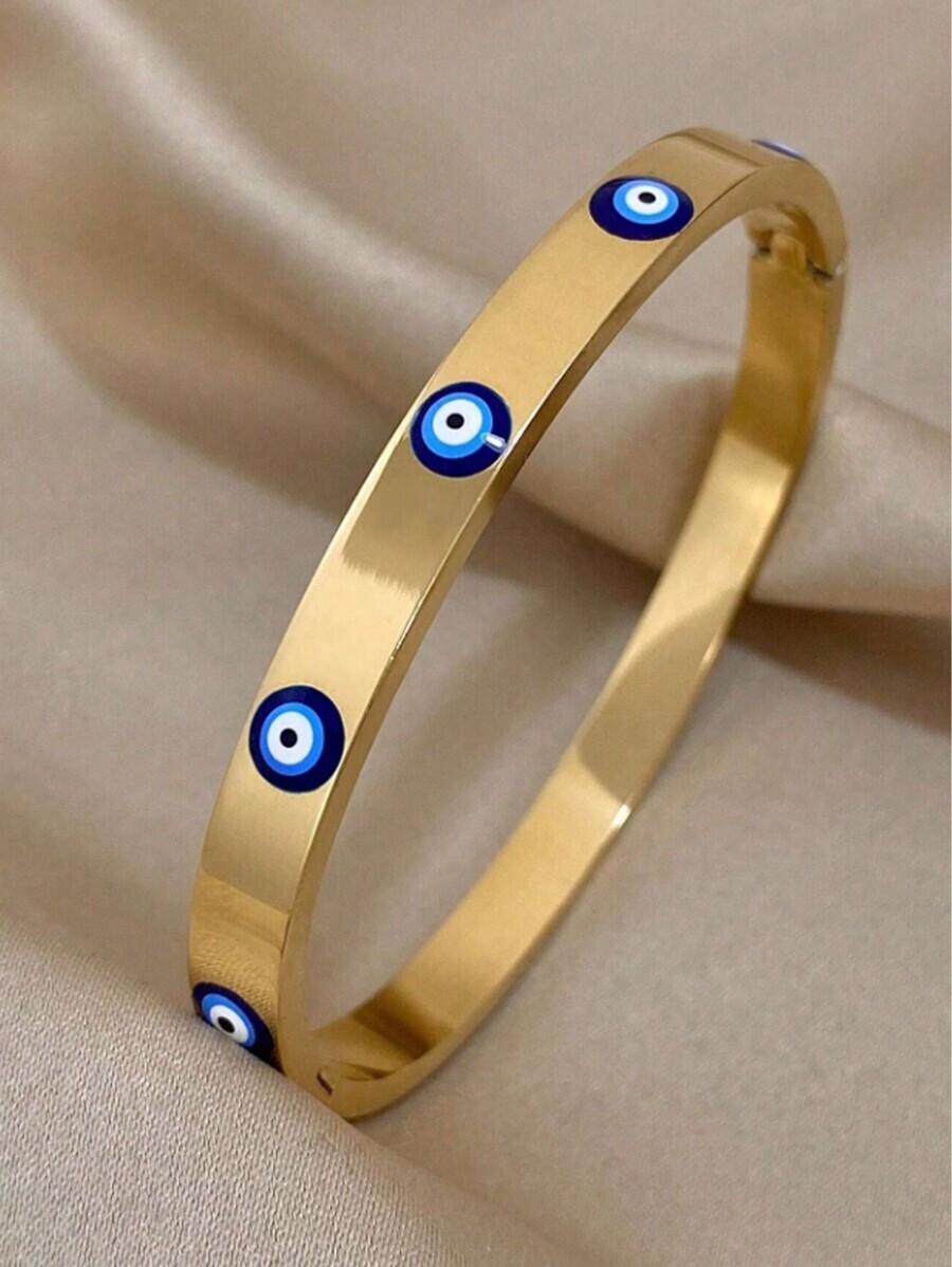 ジュエリー レディース ブレスレット バングル 1個 ヨーロッパ風 ステンレス製 悪魔の眼デザイン ブレスレット レディース、パー拍卖