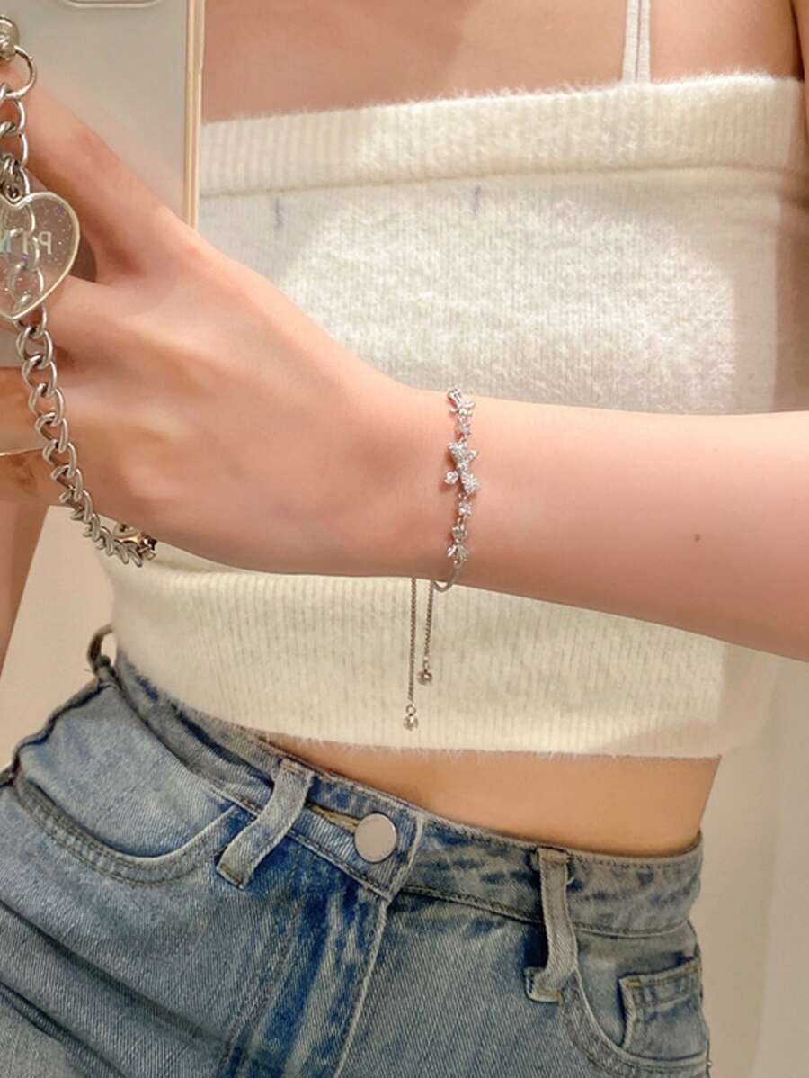 ジュエリー レディース ブレスレット チェーン 1個 蝶デザイン ドローストリング ブレスレット拍卖