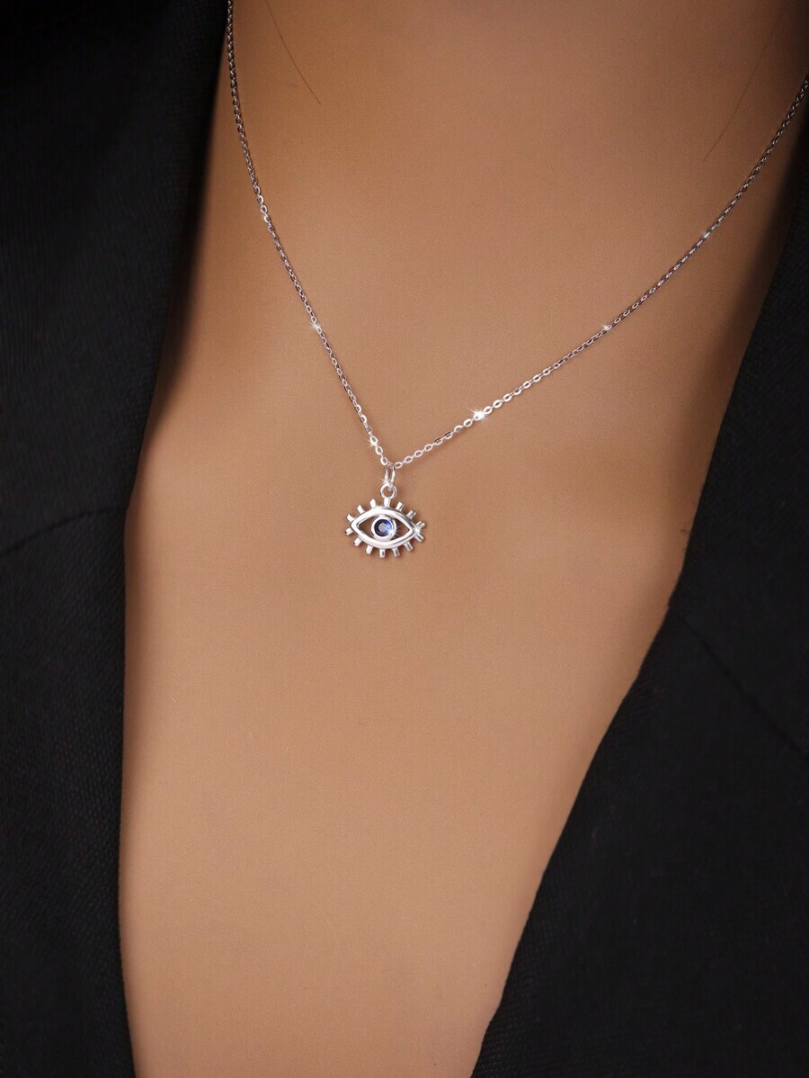 ジュエリー レディース ネックレス ペンダント 1個 ユニークなS925シルバー デビルの目 青い宝石ペンダントネックレス、デイリ拍卖
