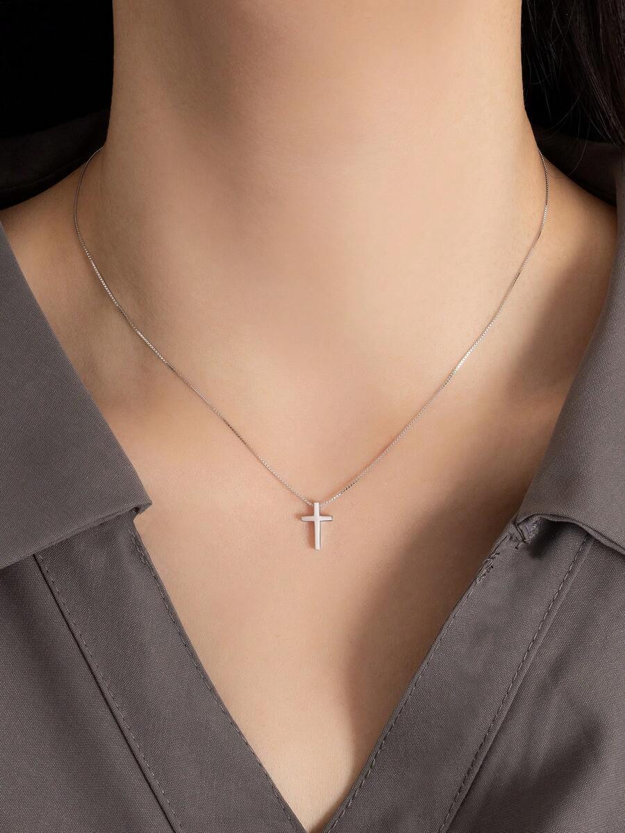 ジュエリー レディース ネックレス ペンダント 女性 ペンダントネックレス シンプル クロス デザイン 925スターリングシルバー拍卖