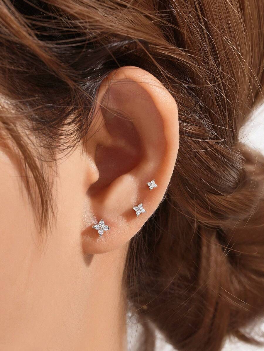 ジュエリー レディース イヤーアクセサリー 3個セット 3mm 4mm 5mm 925スターリングシルバー ピアス レディース ク拍卖