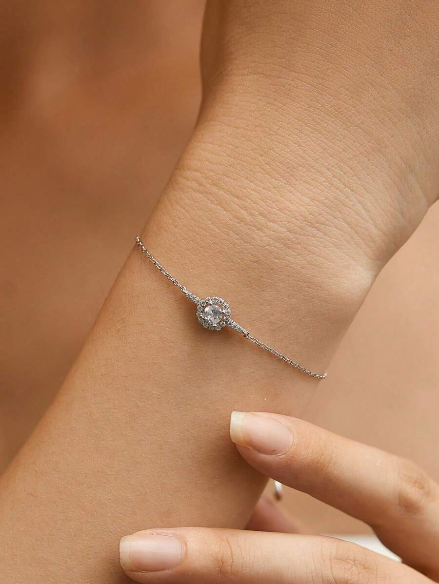 ジュエリー レディース ブレスレット チェーン 1個 エレガントで可愛い S925 スターリングシルバー中空5角スターチェーンブレ拍卖