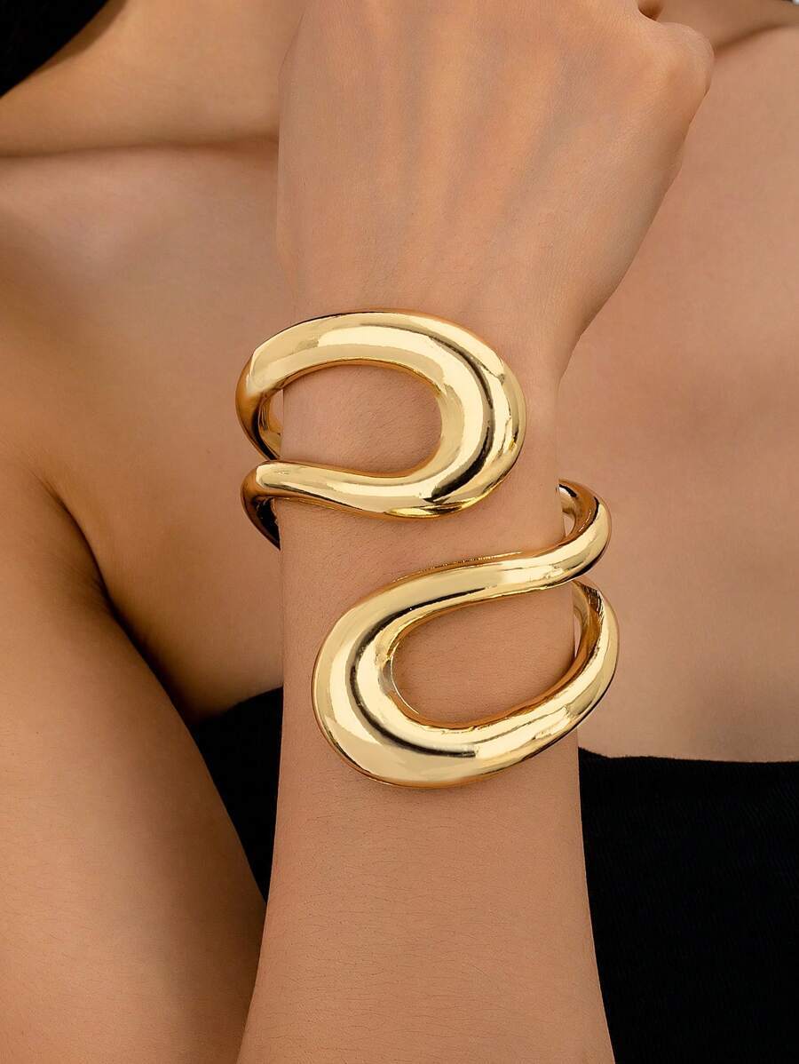 ジュエリー レディース ブレスレット バングル 1個 ゴールド色 ビッグサイズ カフバングルブレスレット 大ぶりジュエリー 女性用拍卖