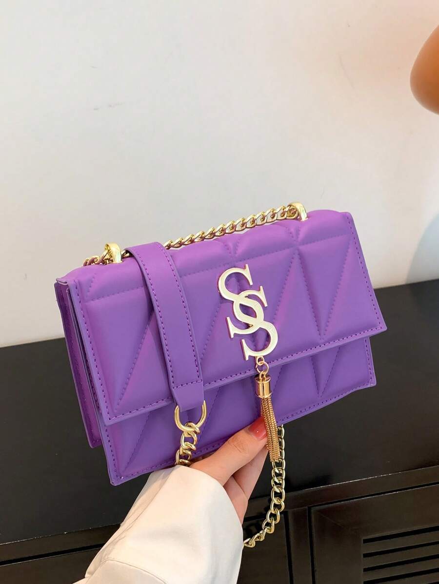 バッグ レディース ショルダーバッグ チェック柄キルティング メタル コネクター フラップショルダー/クロスボディバッグ ウィメン拍卖