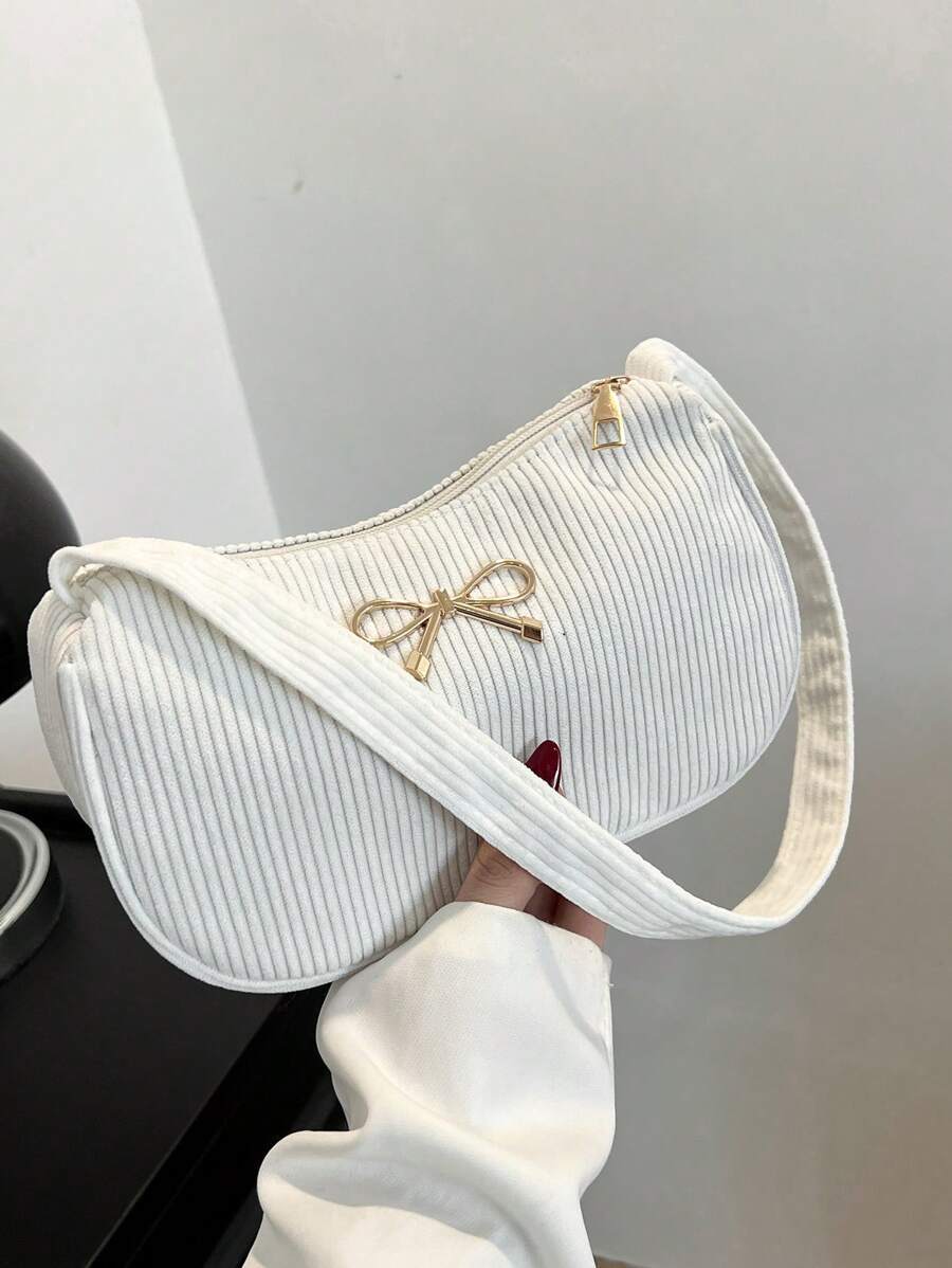 バッグ レディース ショルダーバッグ カラーソリッド ラグジュアリー 軽量 リボン装飾 ジップショルダーバッグ拍卖