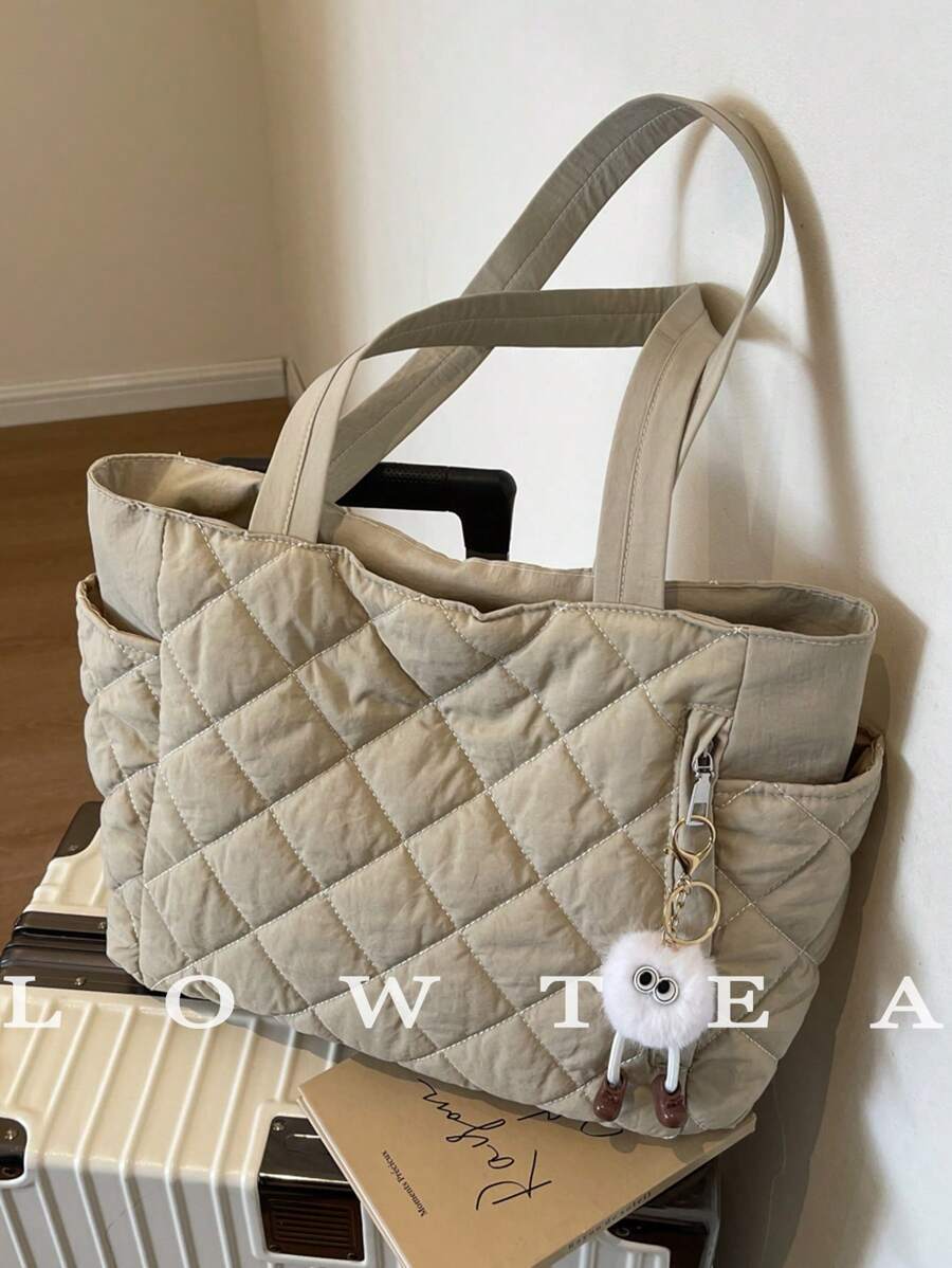 バッグ レディース トートバッグ 新作 大容量 キルティング ダイヤモンド デザイン ダブルハンドル ショルダートートバッグ、軽量拍卖