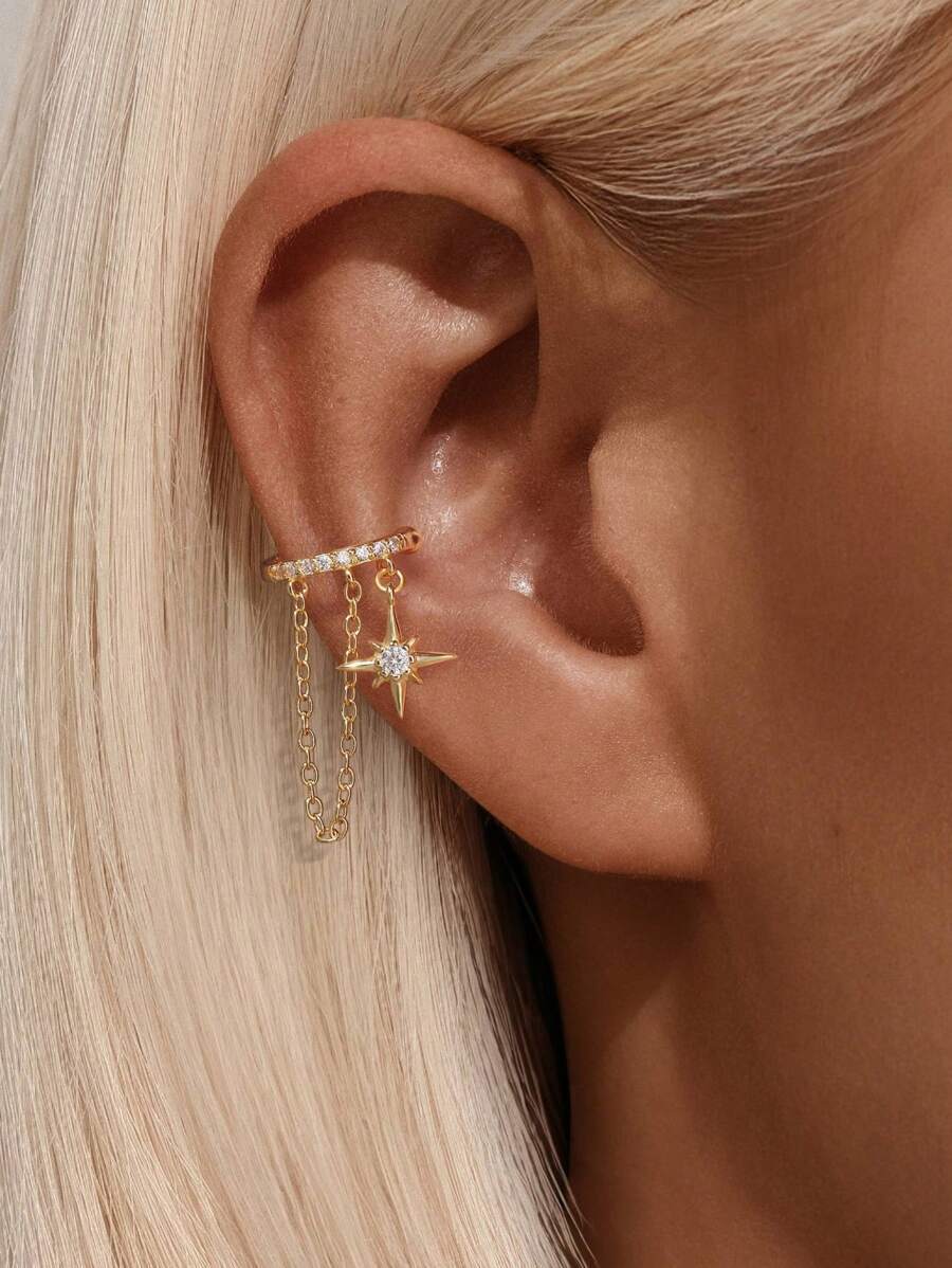 ジュエリー レディース イヤーアクセサリー 1個 二段デザイン 925スターリングシルバーピアス レディース、豪華なチェーンタッセ拍卖