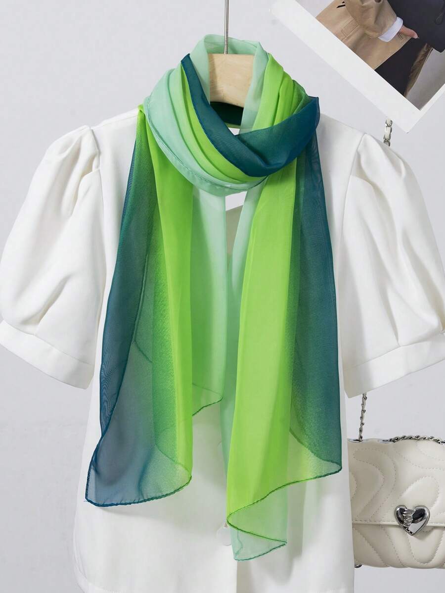 アクセサリー レディース スカーフ 1枚 レディース オンブレカラー 軽量 無地スカーフ拍卖