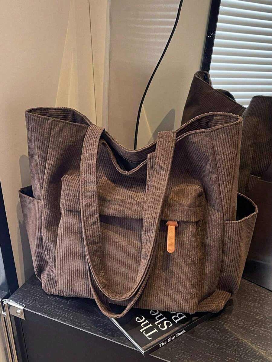 バッグ レディース トートバッグ レディース ファッション 無地 多ポケット トートバッグ、大容量 カジュアル アウトドア 旅行拍卖