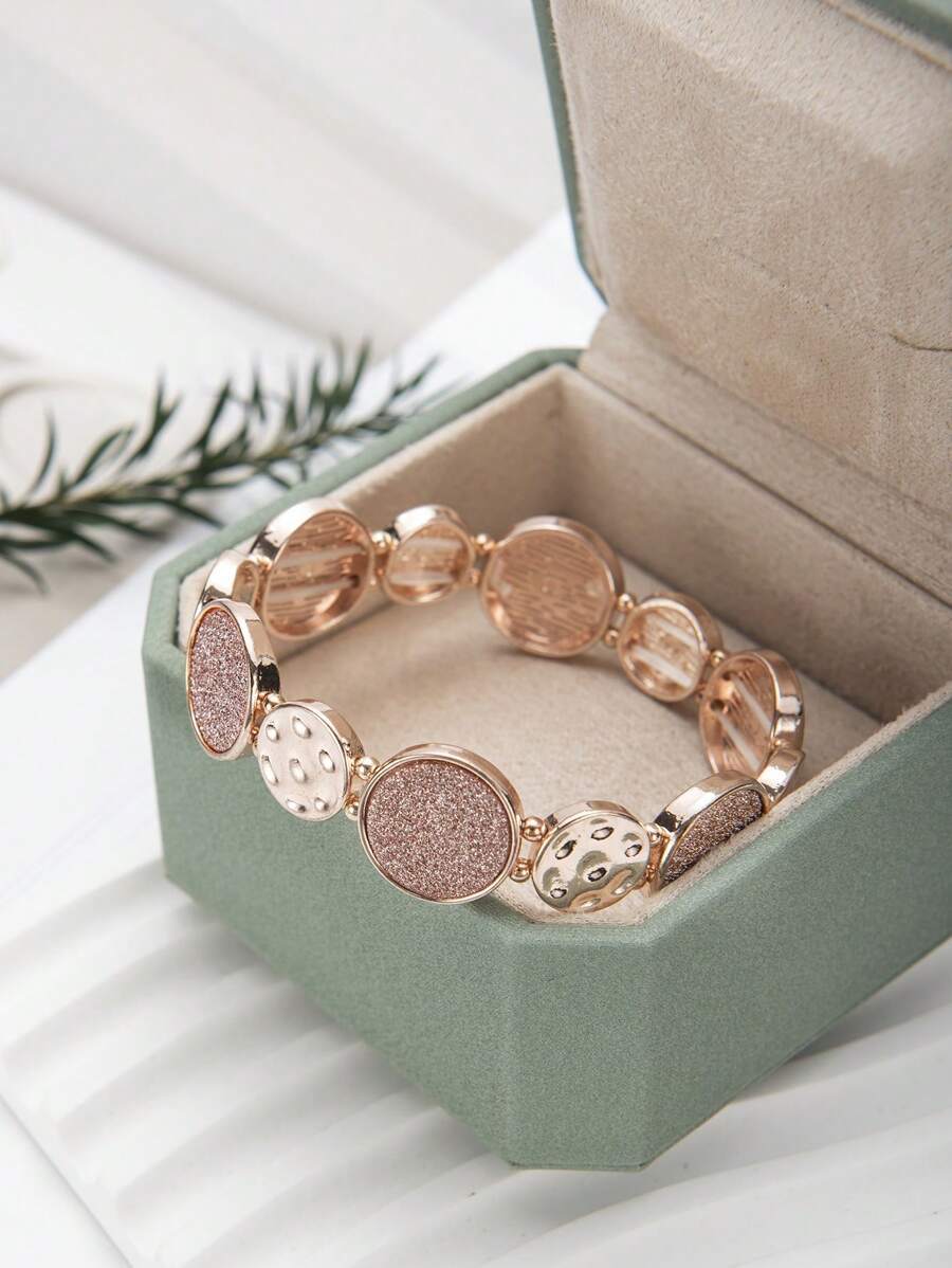 ジュエリー レディース ブレスレット バングル 1個 亜鉛合金 シャイニーミニマリストラウンドバングルブレスレット エラスティック拍卖