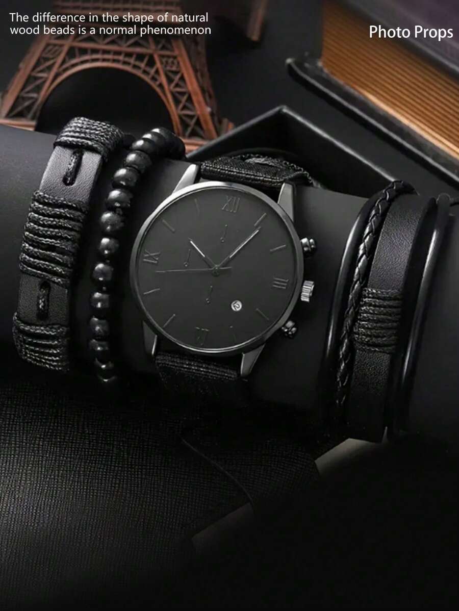 腕時計 メンズ セット 国民の日 4点セット メンズ腕時計 カレンダー カジュアルスポーツファッション インダストリアルスタイル拍卖