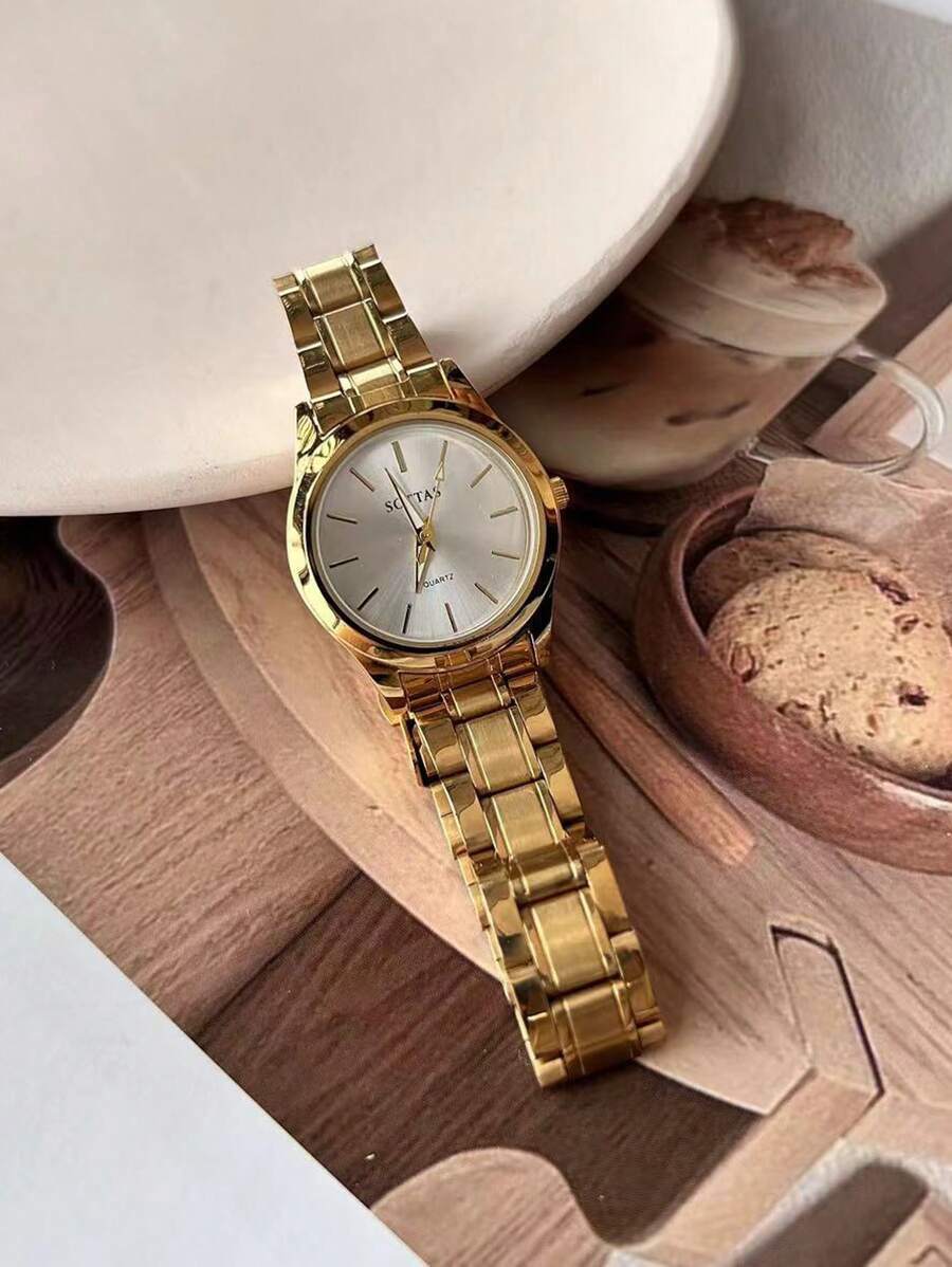 腕時計 レディース クォーツ 新作 スタイリッシュゴールド レディース腕時計、ミニマリスト&エレガントな韓国ファッション、カジュア拍卖