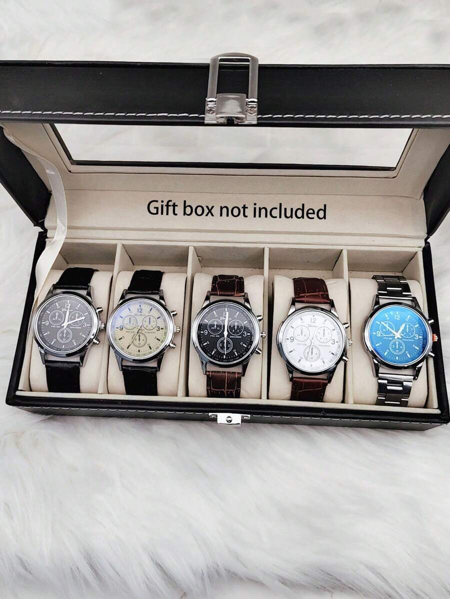 腕時計 メンズ セット 5点セット ヴィンテージ ビジネス メンズ レザーベルト クォーツ腕時計セット シンプルデザイン 父の日拍卖