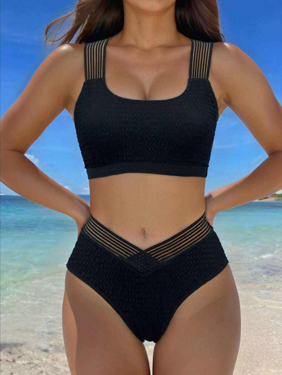 レディース 水着 ビキニセット レディース夏のビーチ用 トライアングル ビキニセット ソリッドカラー/アシンメトリーワインストップ拍卖