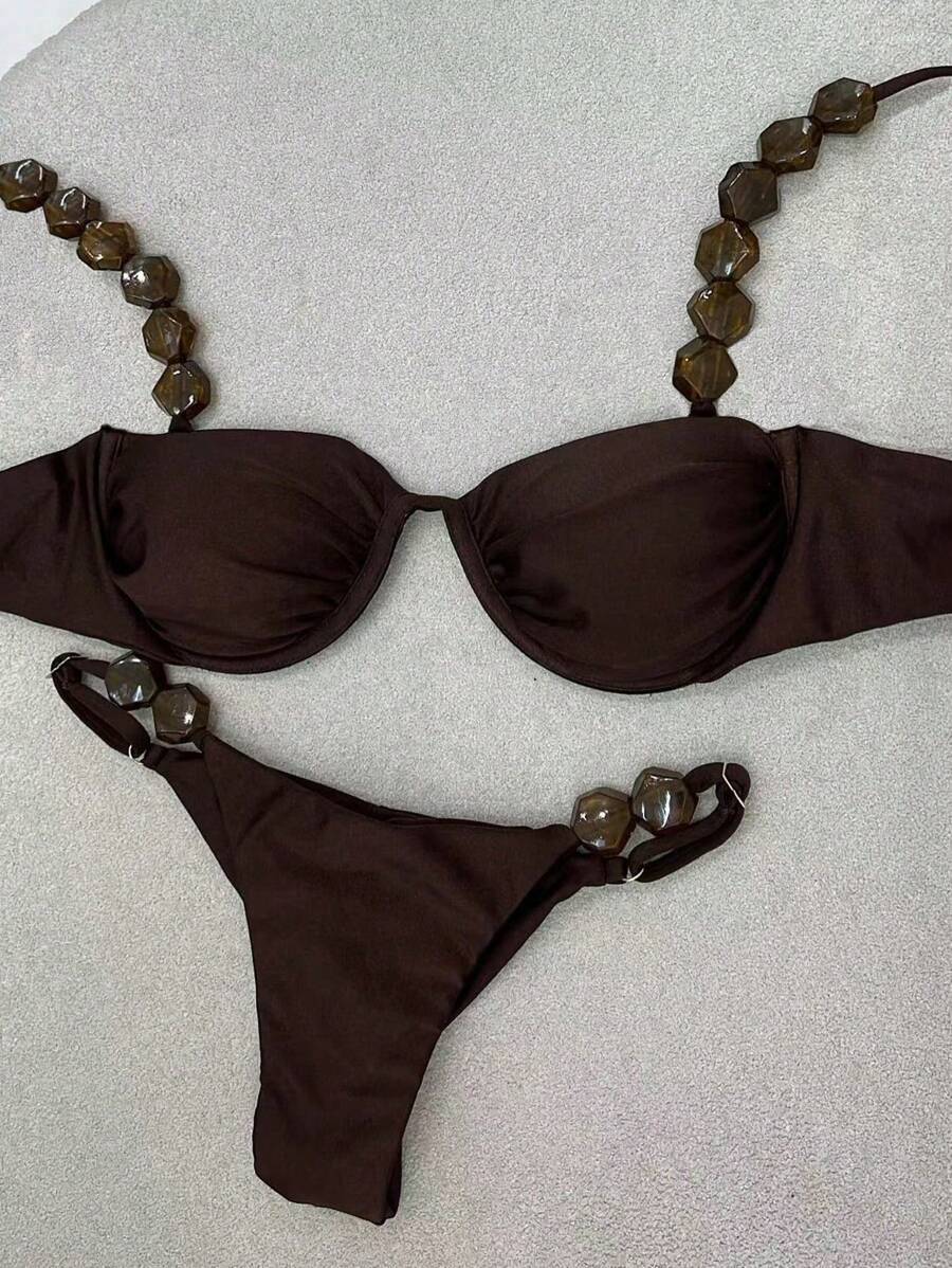 レディース 水着 ビキニセット 女性用セクシーな無地ビキニ水着公式拍卖