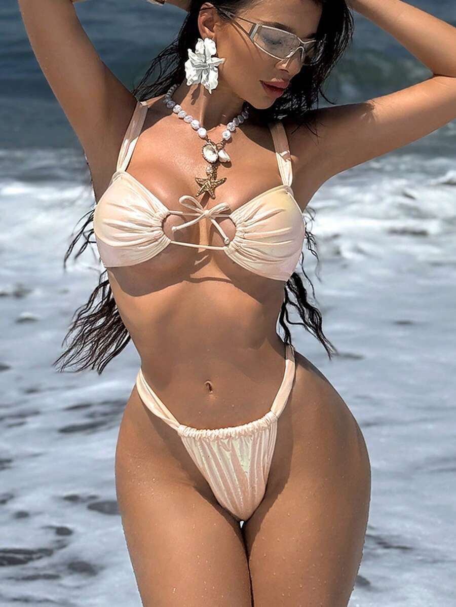 レディース 水着 ビキニセット 2枚組 女性用テクスチャー入り上品なビキニ、水着、夏のビーチバケーション拍卖