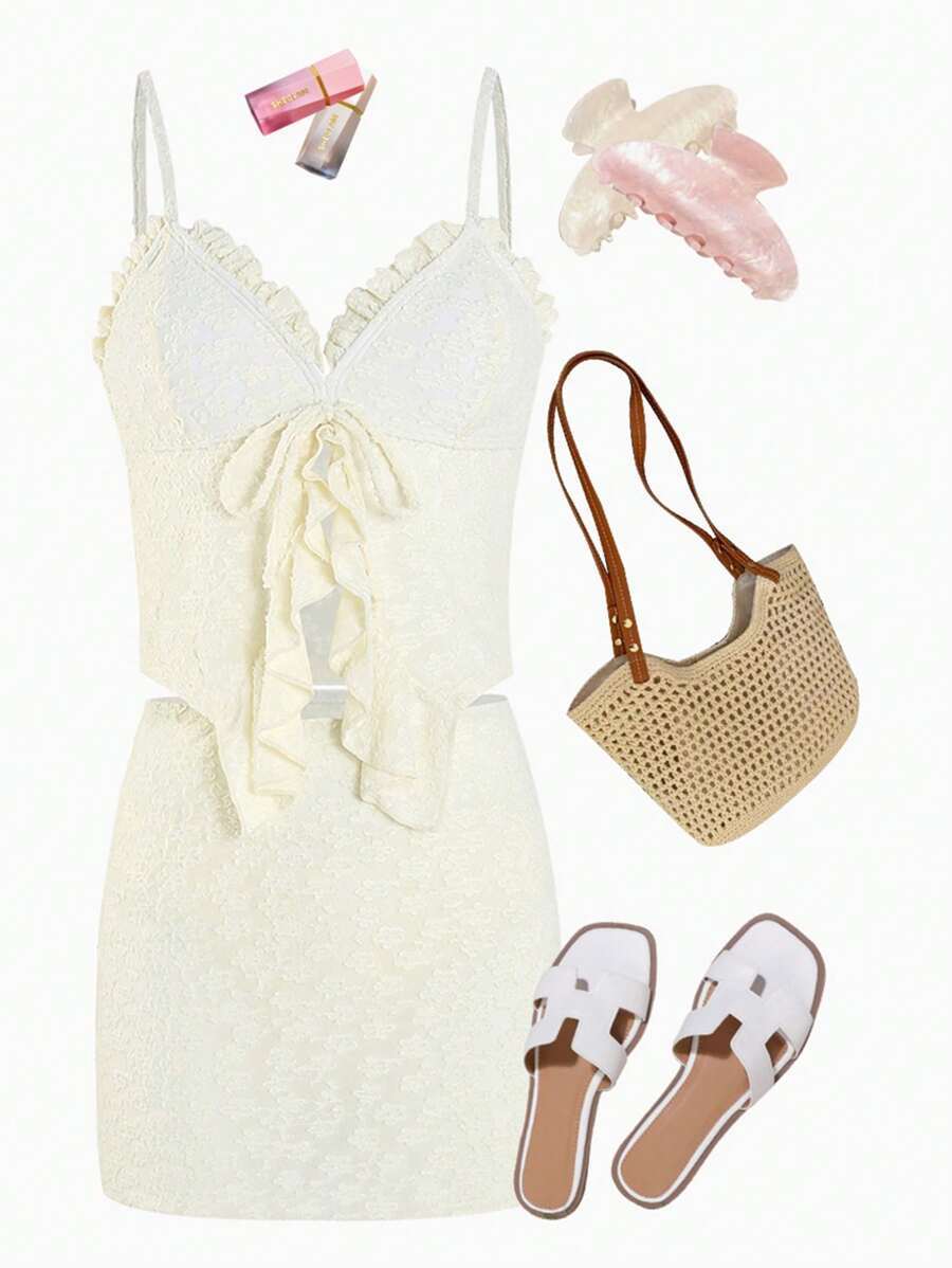 レディース 水着 ビキニセット 3点セット スプリングブレークウィメンズ サマーテクスチャー生地 スパゲティストラップ フリルクロ拍卖