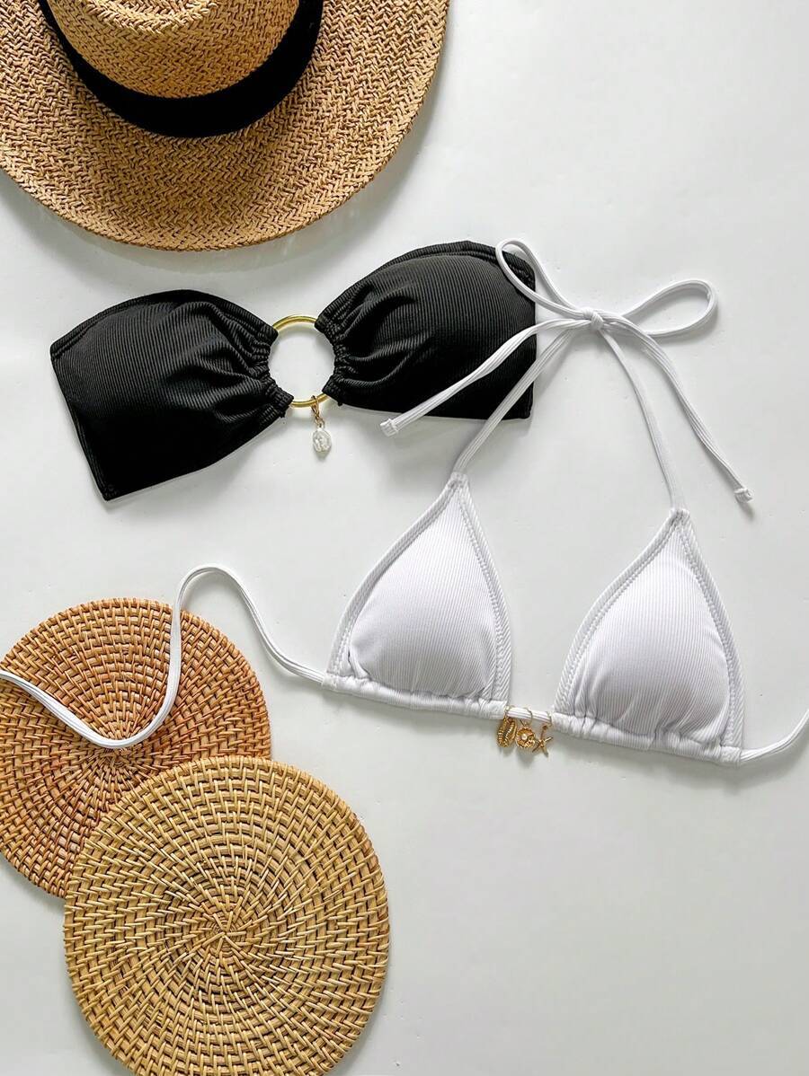 レディース 水着 トップス 無地ビキニトップ レディース ビーチ/バケーション用拍卖