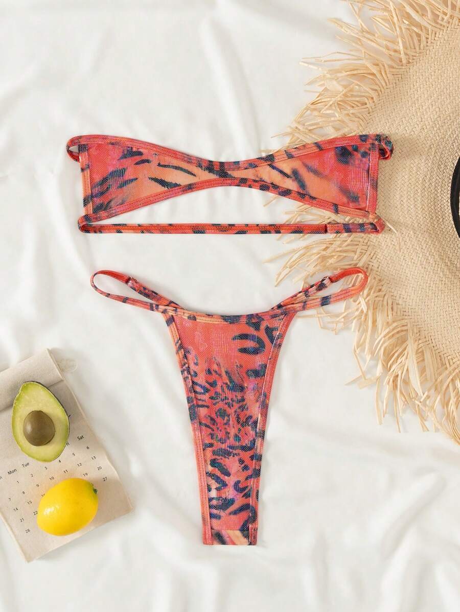 レディース 水着 ビキニセット 女性のカラフルなヒョウ柄マイクロビキニセット、特殊生地のビーチセクシースイムウェア拍卖