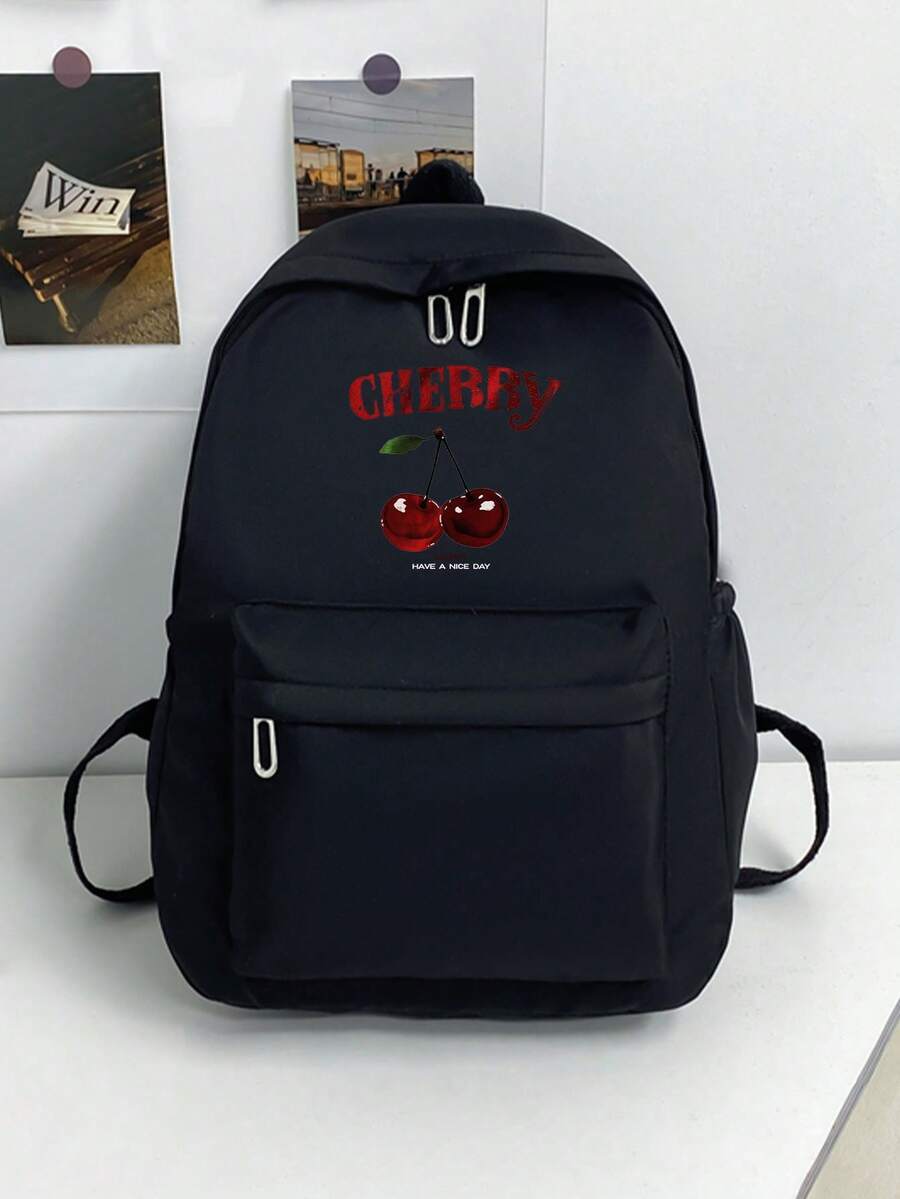 バッグ レディース バックパック Y2Kスタイリッシュなチェリーパターンのクラシックバックパック、軽量でポータブル、卒業生、ティー拍卖