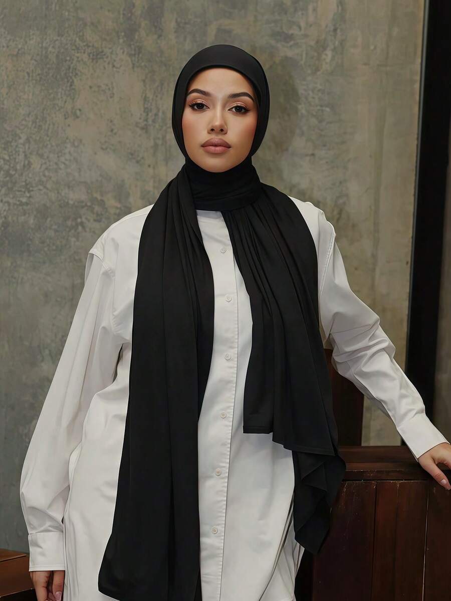 アクセサリー レディース スカーフ 1個 女性用シンプルクラシックソリッドカラーエレガントカジュアルエッジスカーフ、プレミアムニッ拍卖