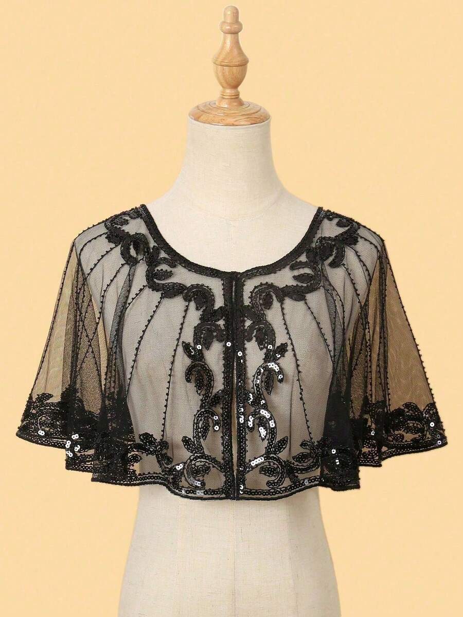 アクセサリー レディース スカーフ 1個 薄手のショールカーディガン レース スパンコール オーバーレイ拍卖