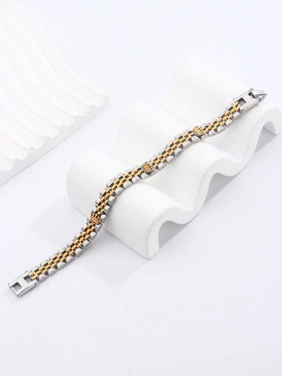 ジュエリー メンズ ブレスレット 1個 ステンレススチールブレスレット トリプルクラウンデザイン、ファッショナブルでパーソナライズ拍卖