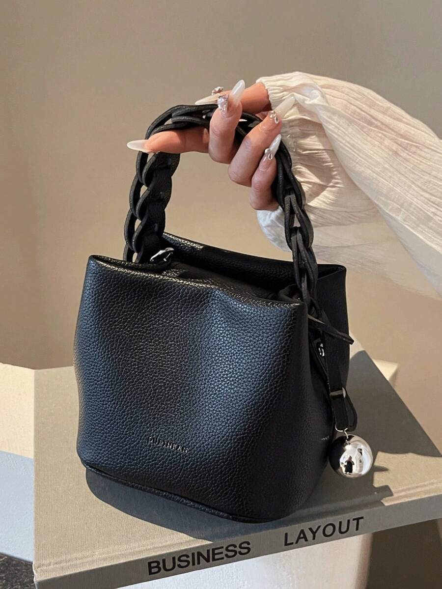 バッグ レディース ハンドバッグ ファッション ジョーカー PU 防水生地、レターパターンデザイン、メタルペンダントデコレーション拍卖