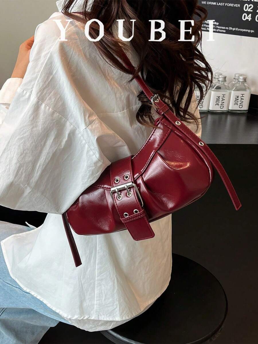 バッグ レディース ショルダーバッグ 1個 レディース レトロパンク リベット調整可能ショルダーストラップトートバッグ、ソフトウォ拍卖